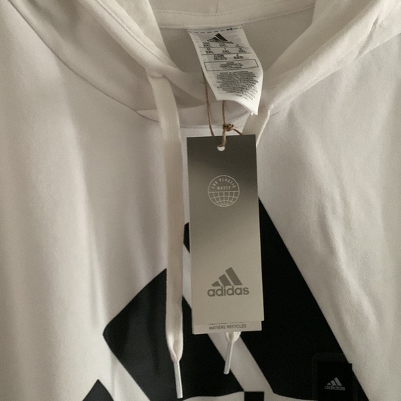 Mens Adidas Sweatshirt Hoodie, White/Black, 3XL - Picture 5 of 6